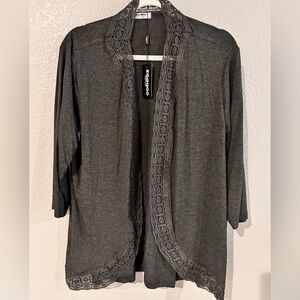 Open front cardigan with lace trim